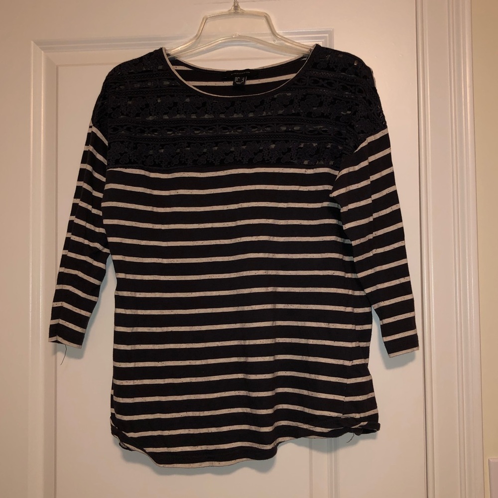 Navy and White Stripped Top